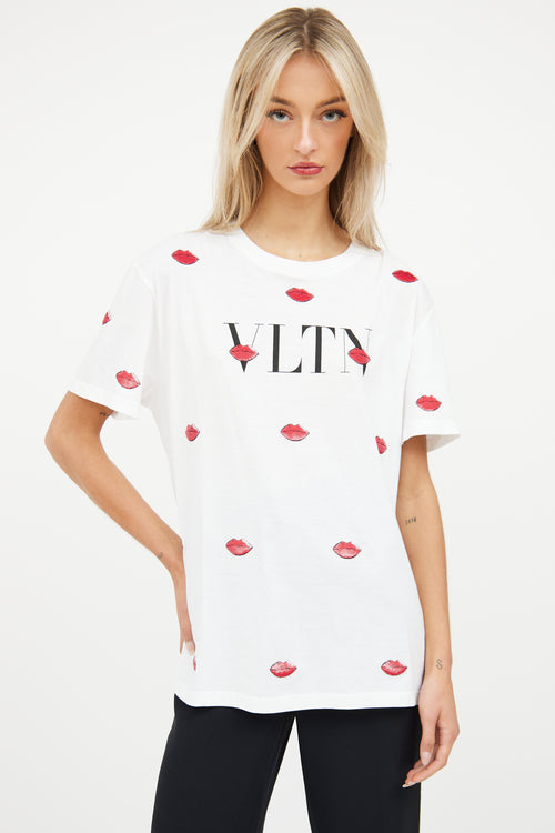 Valentino White Logo Lips T-Shirt