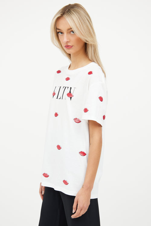 Valentino White Logo Lips T-Shirt