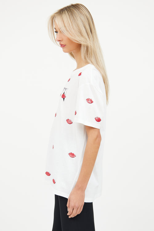 Valentino White Logo Lips T-Shirt