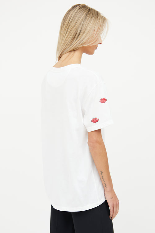 Valentino White Logo Lips T-Shirt