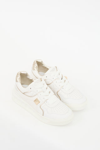 Valentino White 
Silver Leather One Stud XL Sneaker