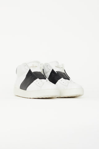 Valentino White 
Black Leather Open Sneaker