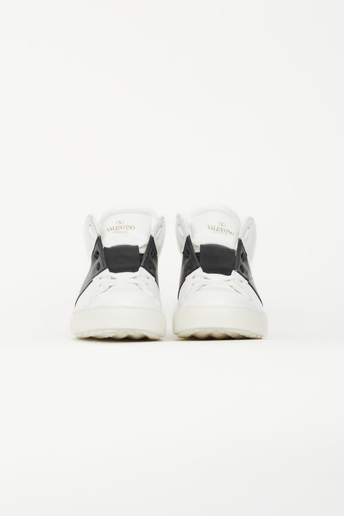 Valentino White 
Black Leather Open Sneaker