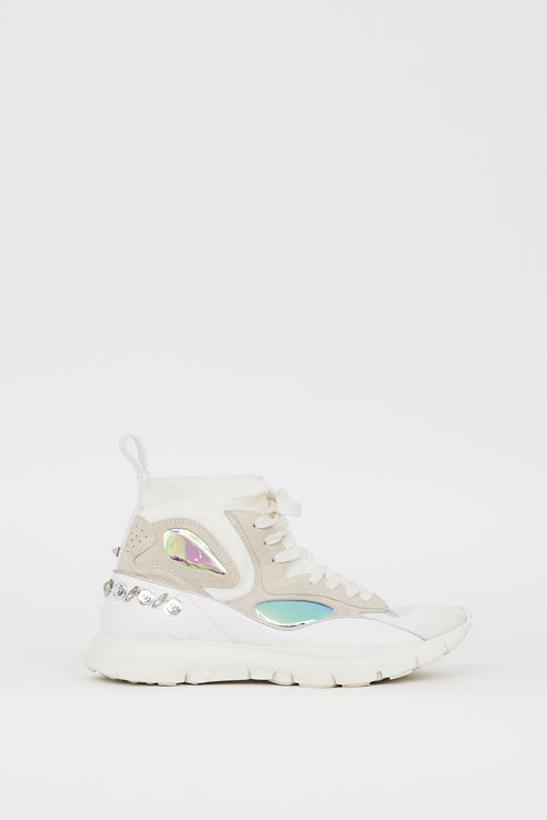 Valentino White 
Grey Embellished Sock Sneaker