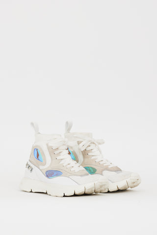 Valentino White 
Grey Embellished Sock Sneaker