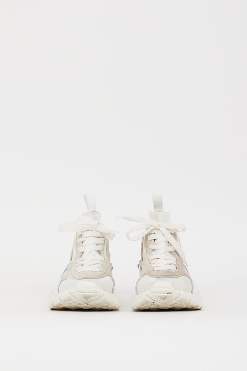 Valentino White 
Grey Embellished Sock Sneaker