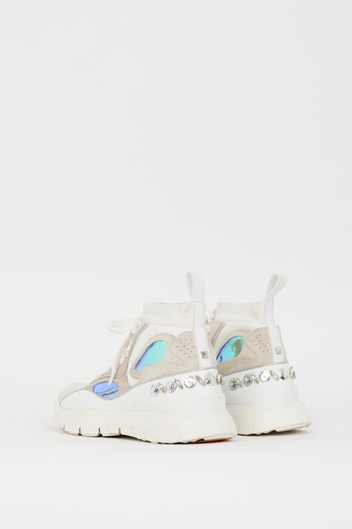 Valentino White 
Grey Embellished Sock Sneaker