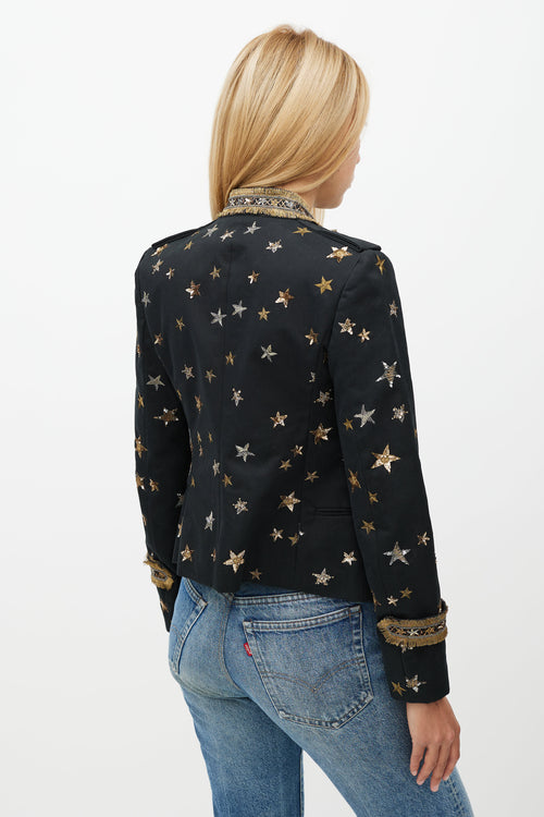 Valentino X Goop Black 
Gold Embellished Military Jacket