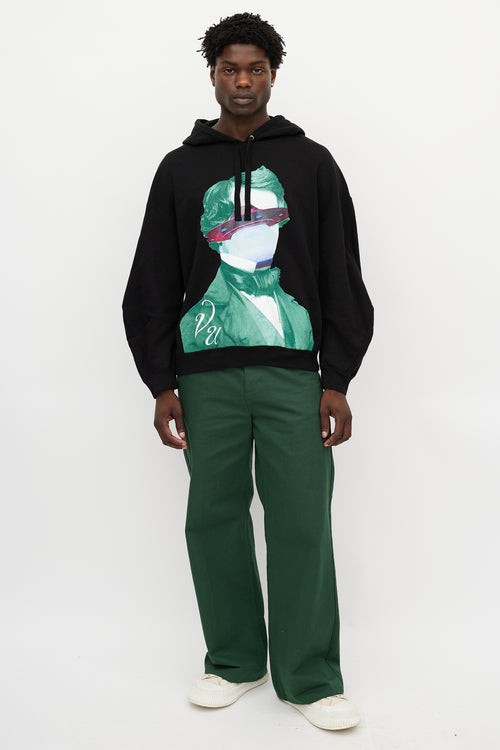 Valentino X Undercover Black 
Multicolour UFO Logo Hoodie