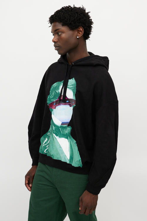 Valentino X Undercover Black 
Multicolour UFO Logo Hoodie