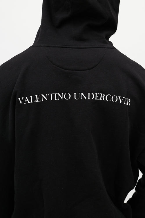 Valentino X Undercover Black 
Multicolour UFO Logo Hoodie