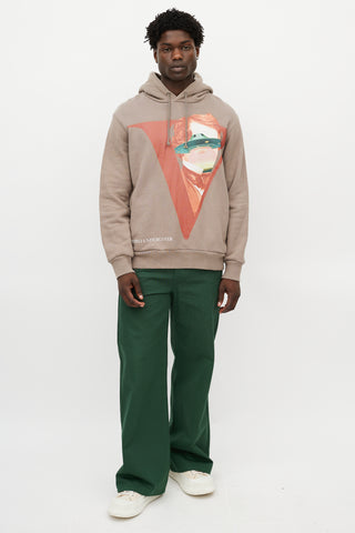 Valentino X Undercover Brown 
Multicolour UFO Logo Hoodie