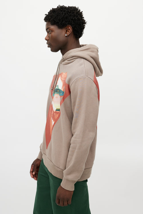 Valentino X Undercover Brown 
Multicolour UFO Logo Hoodie