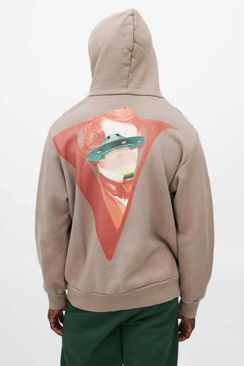 Valentino X Undercover Brown 
Multicolour UFO Logo Hoodie