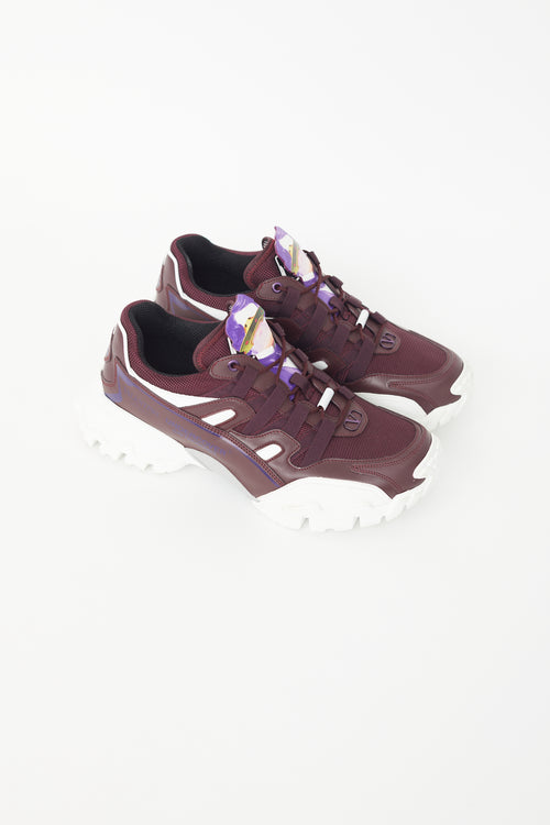 Valentino X Undercover Burgundy 
White Climbers Sneaker