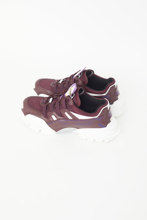 Valentino X Undercover Burgundy 
White Climbers Sneaker