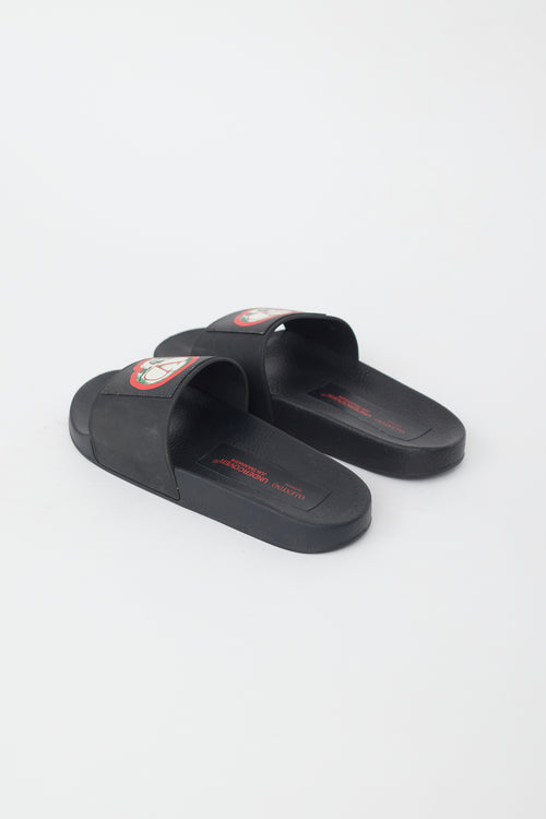 Valentino X Undercover Black Rubber Logo Slide