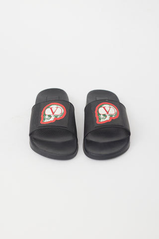 Valentino X Undercover Black Rubber Logo Slide