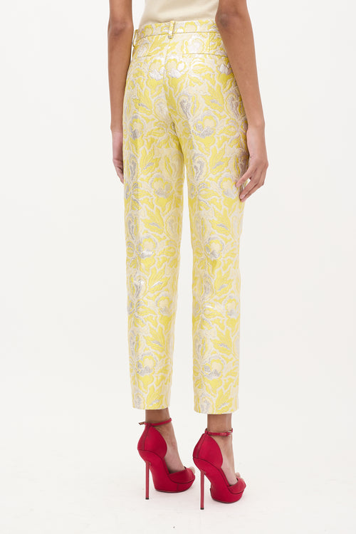 Valentino Yellow 
Silver Floral Jacquard Trouser