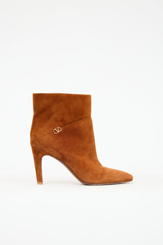 Valentino Suede Logo Heeled Boot