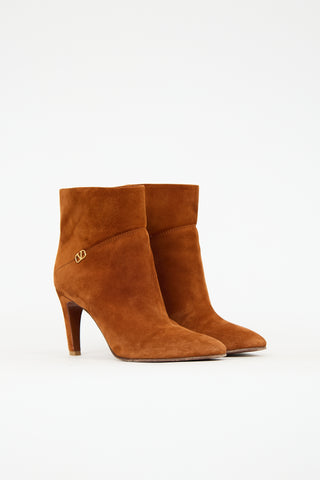 Valentino Suede Logo Heeled Boot