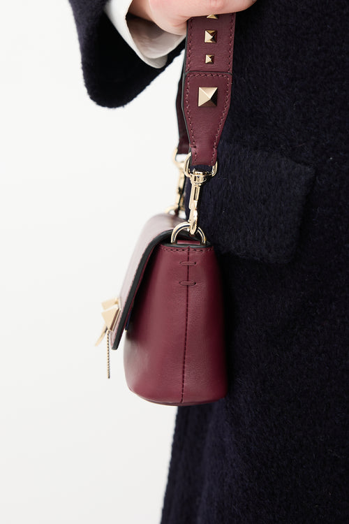 Valentino Leather Small Demilune Rockstud Bag