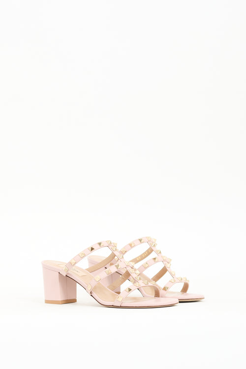 Valentino Pink Leather Caged Rockstud Sandal