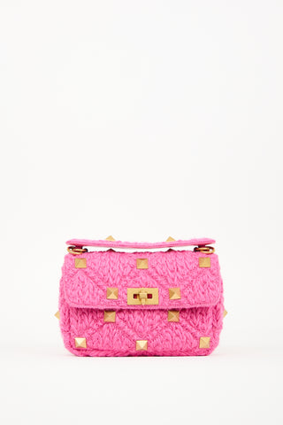 Valentino Pink Wool Roman Stud Chain Bag