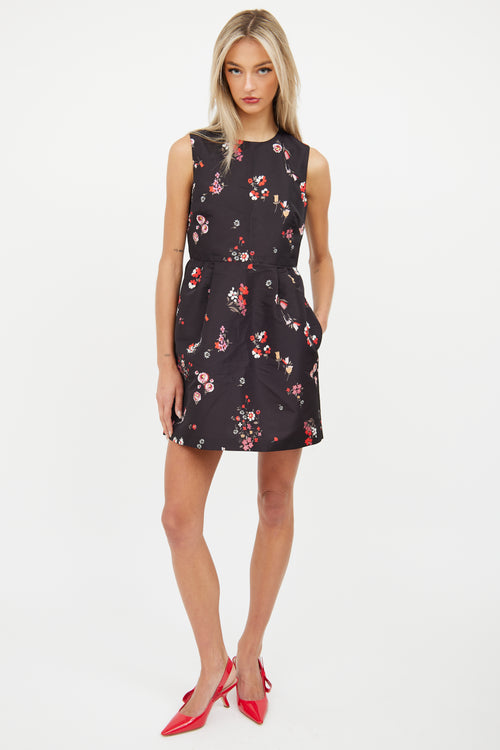 Red Valentino Black 
Multi Floral Sleeveless Dress