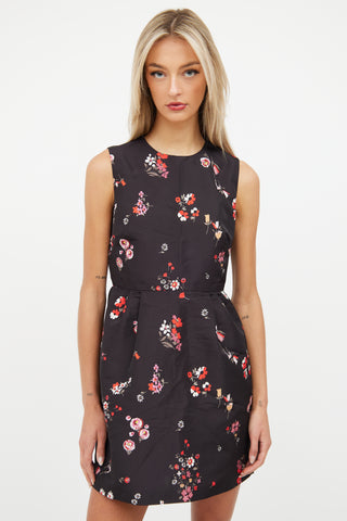 Red Valentino Black 
Multi Floral Sleeveless Dress