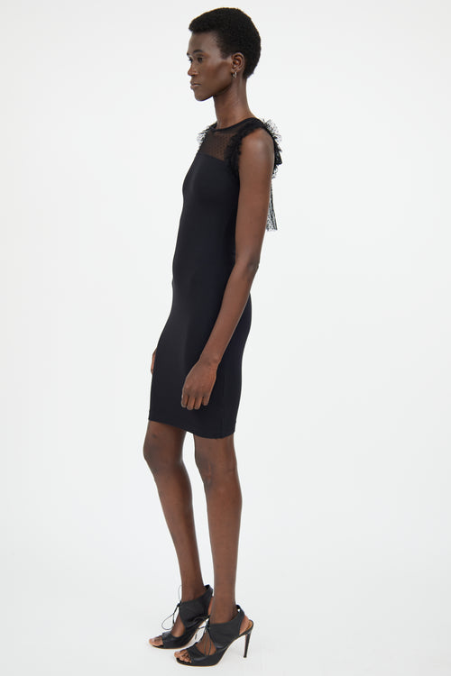 Red Valentino Black Mesh Panel Dress