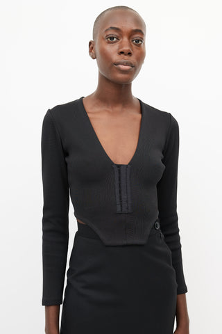 Vaquera Black V-neck Top