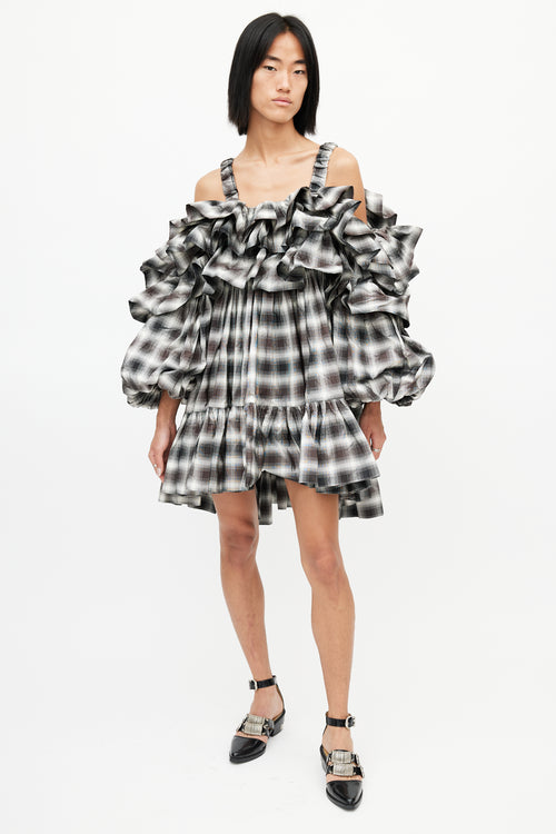 Vaquera Black 
White Tiered Garbage Bag Dress