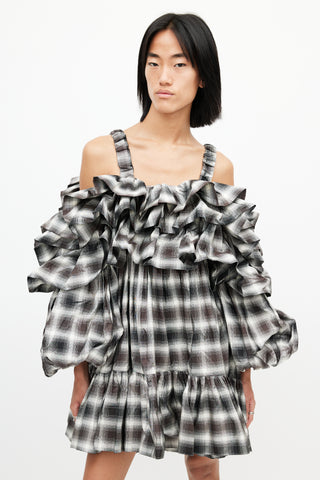 Vaquera Black 
White Tiered Garbage Bag Dress