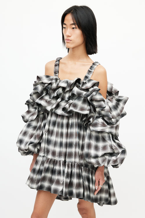 Vaquera Black 
White Tiered Garbage Bag Dress