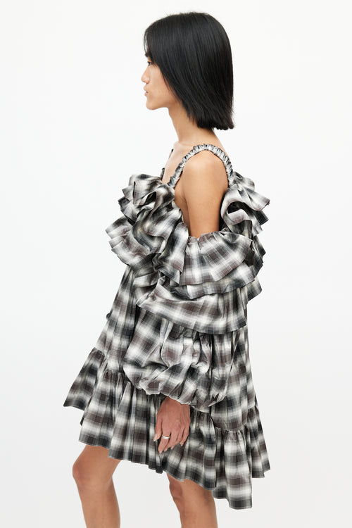 Vaquera Black 
White Tiered Garbage Bag Dress