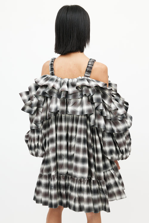 Vaquera Black 
White Tiered Garbage Bag Dress