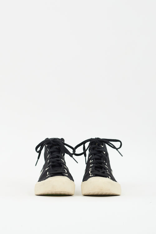 Veja Black 
Cream Canvas Wata II Pierre High Top Sneaker