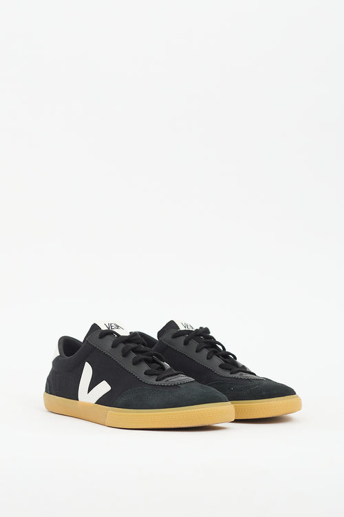 Veja Black Canvas 
Suede Volley Sneaker