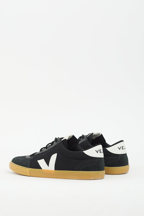 Veja Black Canvas 
Suede Volley Sneaker