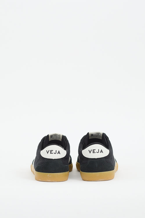 Veja Black Canvas 
Suede Volley Sneaker