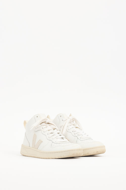 Veja White 
Cream Leather V-15 Sneaker