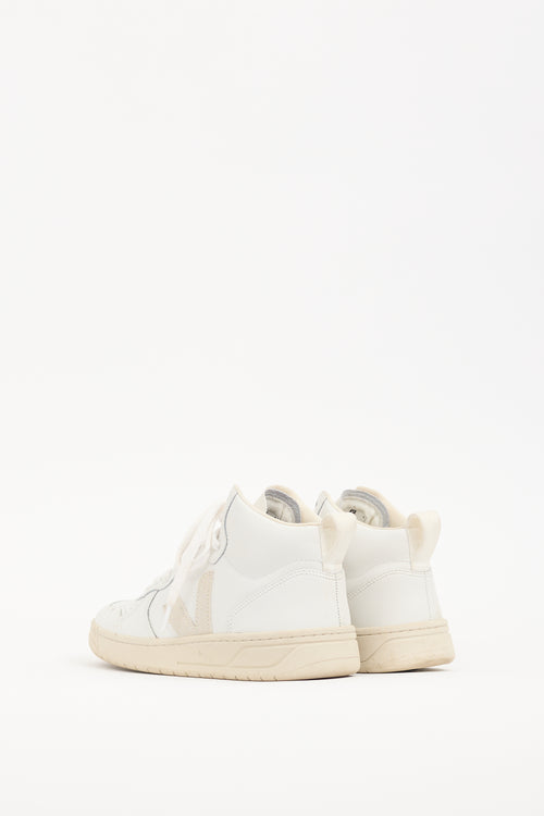 Veja White 
Cream Leather V-15 Sneaker