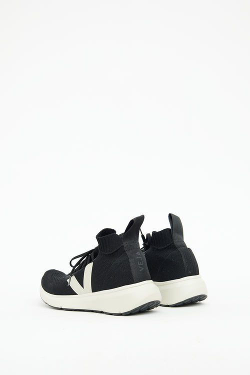 Rick Owens x Veja Black 
White Sock Sneaker