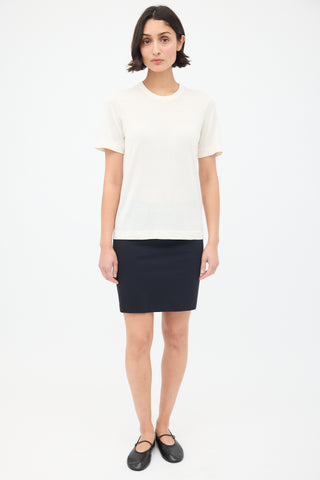 Ven Store Cream Semi Sheer Silk T-Shirt