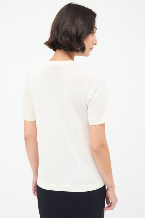 Ven Store Cream Semi Sheer Silk T-Shirt