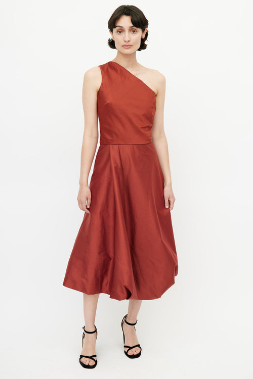 Vera Wang Orange Satin One Shoulder Dress