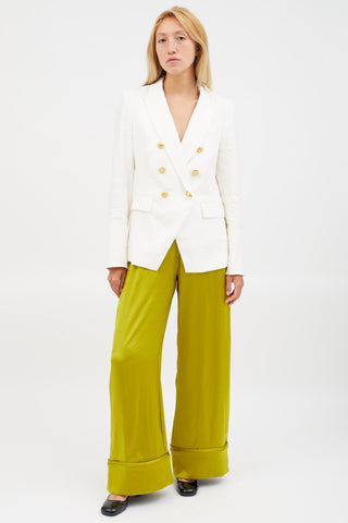 Veronica Beard White Linen Gold Button Blazer