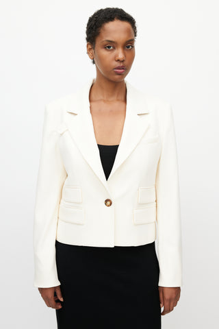 Veronica Beard Beige Cropped Boon Blazer