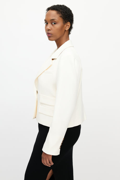 Veronica Beard Beige Cropped Boon Blazer